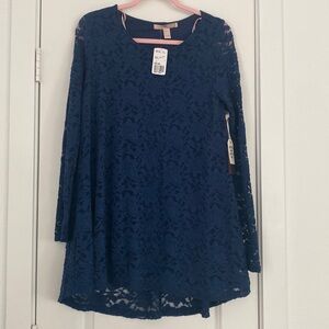*NWT Forever 21 Navy Blue Lace Long Sleeve Dress